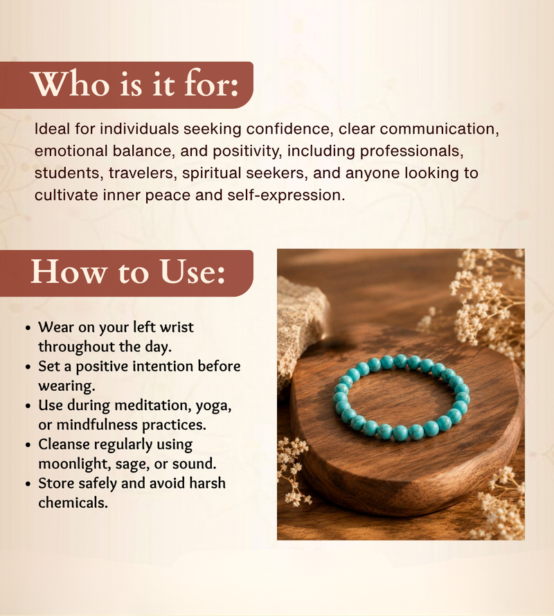 Turquoise Bracelet for Protection, Peace & Communication