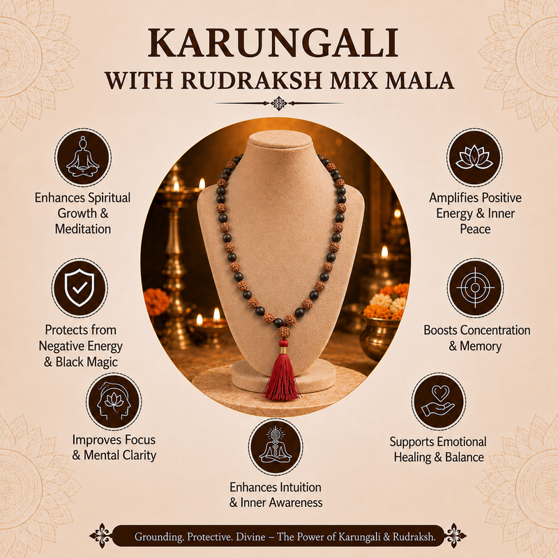 Karungali Mix Mala 8mm South Indian for Protection & Balance