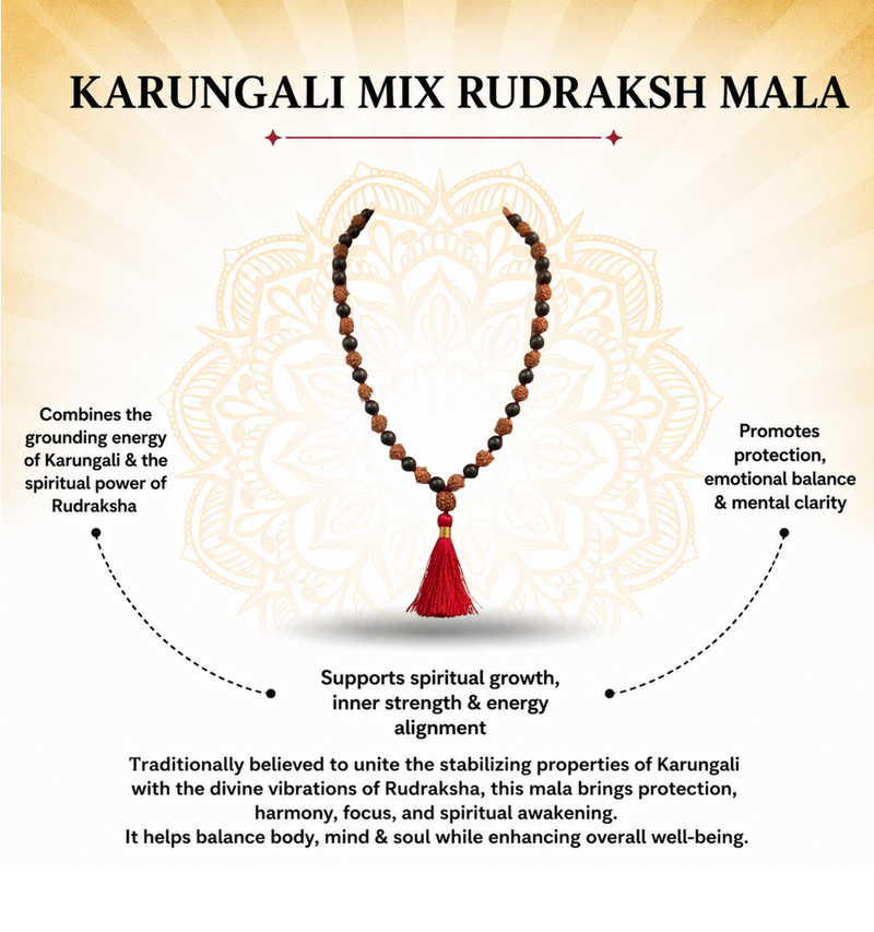 Karungali Mix Mala 8mm South Indian for Protection & Balance