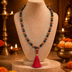 South Indian Karungali Mix 8mm Mala in Red Thread